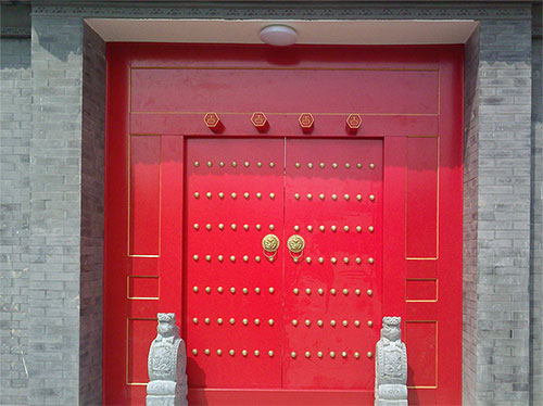 开福中国传统四合院系列朱红色中式木制大门木作